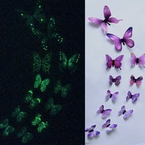 ReTeiv 12pcs Luminous Butterfly Design Decal Art Wall Stickers Room Magnetic Home Decor DIY for Kids Girls Bedroom Bathroom Wall Decoration Purple