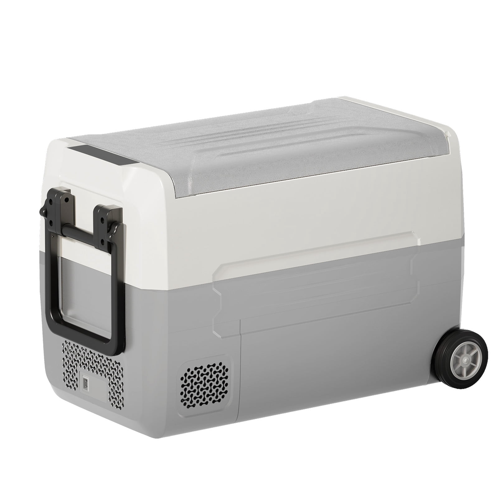 TABU 49QT(45L) Electric Cooler,12V Portable Car Refrigerator with Dual Zone,Independent Temperature Control,Grey&White