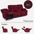 thumbnail image 6 of MCombo Power Reclining Sofa w/ Console and Massage USB Ports for Adults Burgundy Fabric 6035, 6 of 9