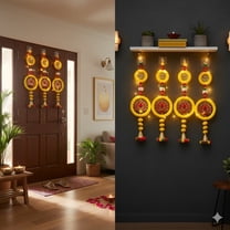 omsairam19 20-inch Multicolor Fabric Lotus and Marigold Wall Hanging , Set of 4