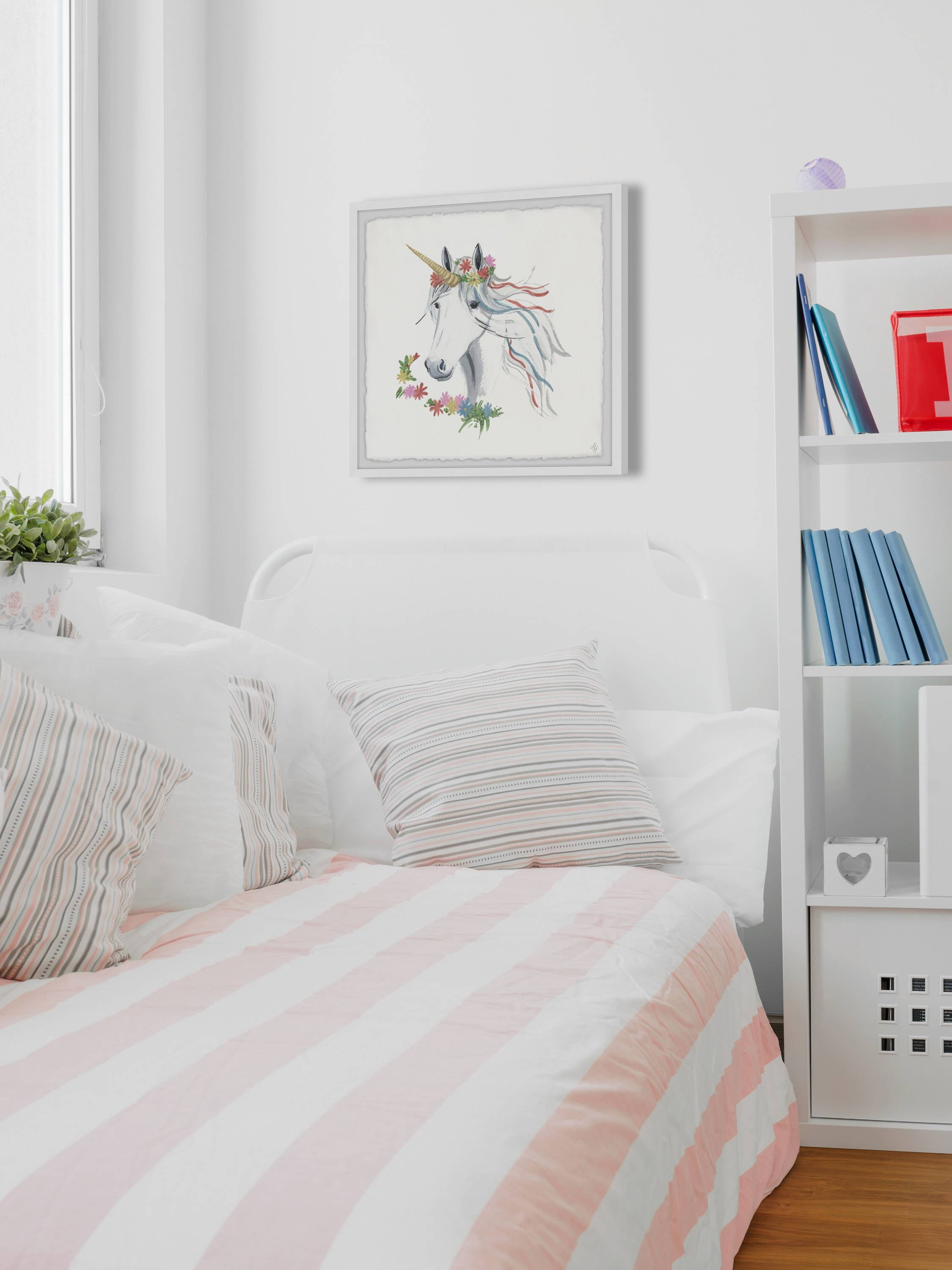 Marmont Hill Rainbow Unicorn V Framed Wall Art, 32.00" x 1.50"