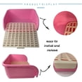 thumbnail image 3 of Caja de arena de esquina grande para conejos, chinchillas, inodoro, caja de arena cuadrada para cobayas, galesauros, hurones y otros animales (rosa), 3 of 7