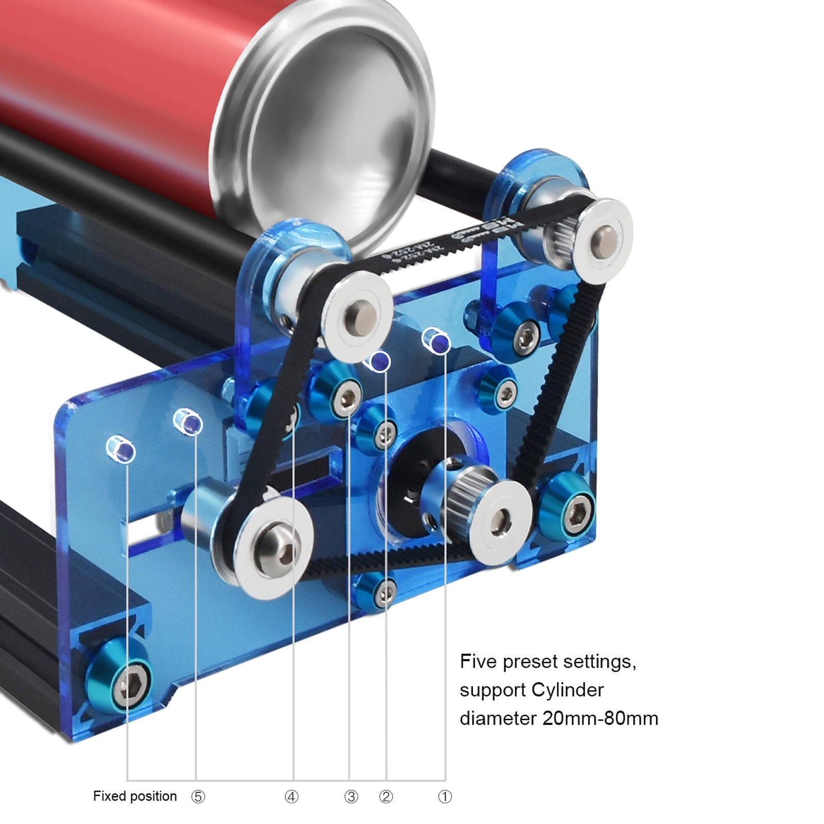 Yajisi Laser Rotary Roller Engraver – Automatic, Adjustable Width 20‑80 mm, Plug‑and‑Play for Cylindrical Objects, Compatible with LaserGRBL & LightBurn