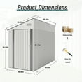 thumbnail image 2 of 4x8 FT Outdoor Storage Shed Side, Metal Garden Shed with Lockable Hinged Door, Lean to Shed with 6 Air Vents, Outside Tool Shed with Sloped Roof, Waterproof Storage Building for Backyard, Patio, 2 of 7
