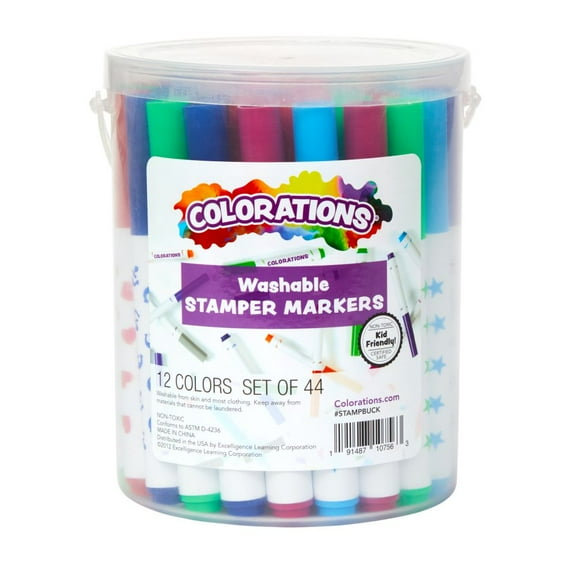 Colorations Washable Marker Stamper Bucket - 44 Pieces