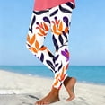 thumbnail image 4 of ersvoioy Leggings for Women Tummy Control Plus Size Summer Floral Print High Waisted Yoga Pants Quick Dry Workout Slim Fit Tight Leggings Purple S, 4 of 5