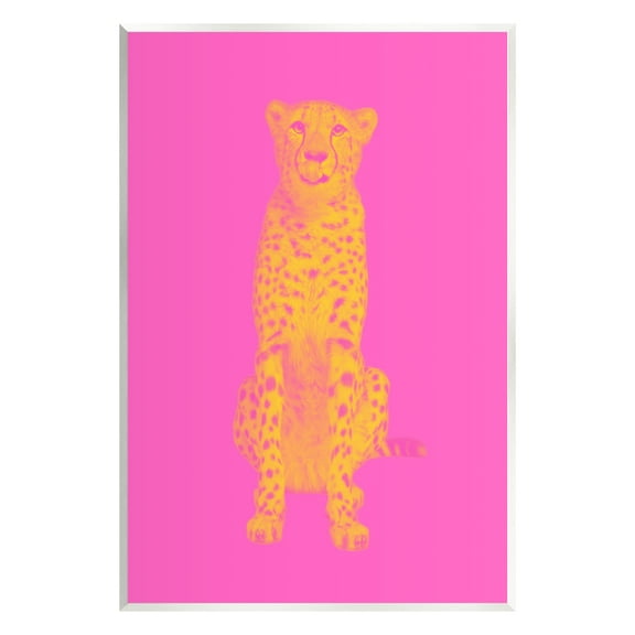 Stupell Industries Pop Pink & Yellow Leopard Animals & Insects Painting Unframed Art Print Wall Art, 10 x 15