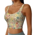 thumbnail image 2 of Goofa Retro Geometry Printed Sports Bras for Women, High Impact Running Bra Workout Crop Tank Tops Longline Sports Bra Push up-XX-Large, 2 of 9