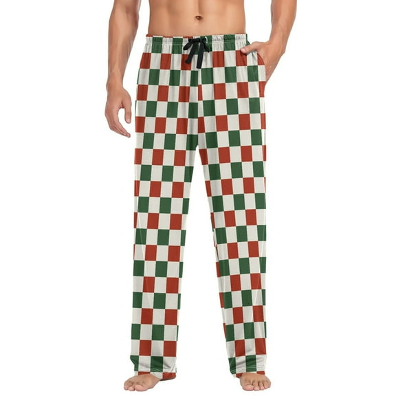 joogoo Men's Pajama Pants Christmas Checkered Grid Soft Long Sleep Lounge Pjs Bottoms L