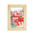 thumbnail image 1 of Red Roof Rusia edificio pintura Escritorio de madera Arte Pintura 5x7 pies Marco de foto, 1 of 4