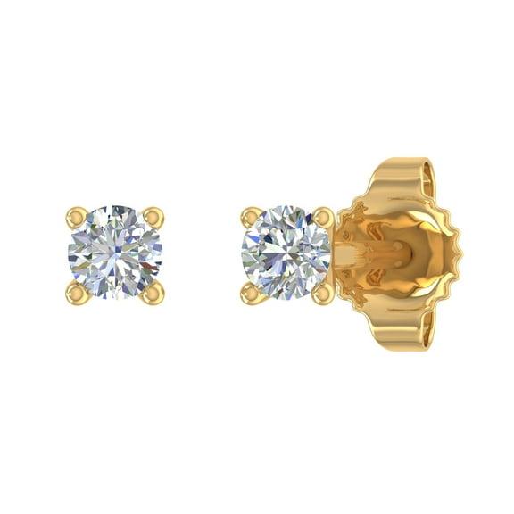 0.07 Carat 4-Prong Diamond Stud Earringsin 14K Yellow Gold