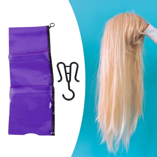 Sac de Rangement pour Perruques Transparent PVC Support d'Extension de Cheveux avec Cintres Grande Taille