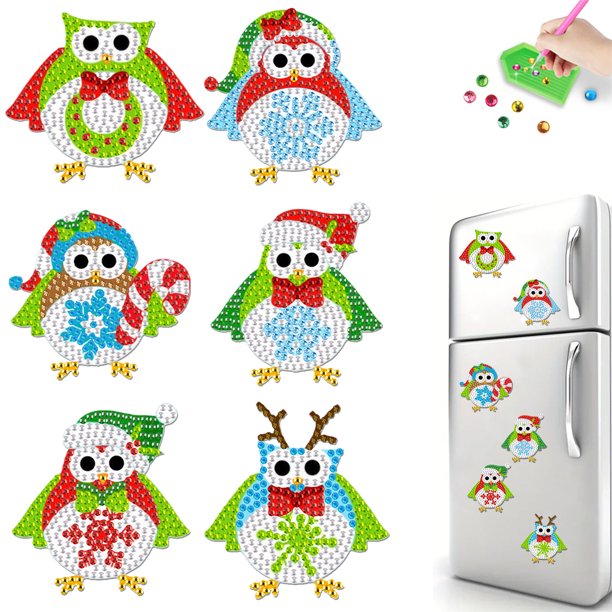 Imán para Refrigerador Con Imanes Artísticos Diamantes Calcomanías Nevera Arte Diamante 6 Piezas Elementos Navideños Acrílicos Manualidades Regalo Fiesta
