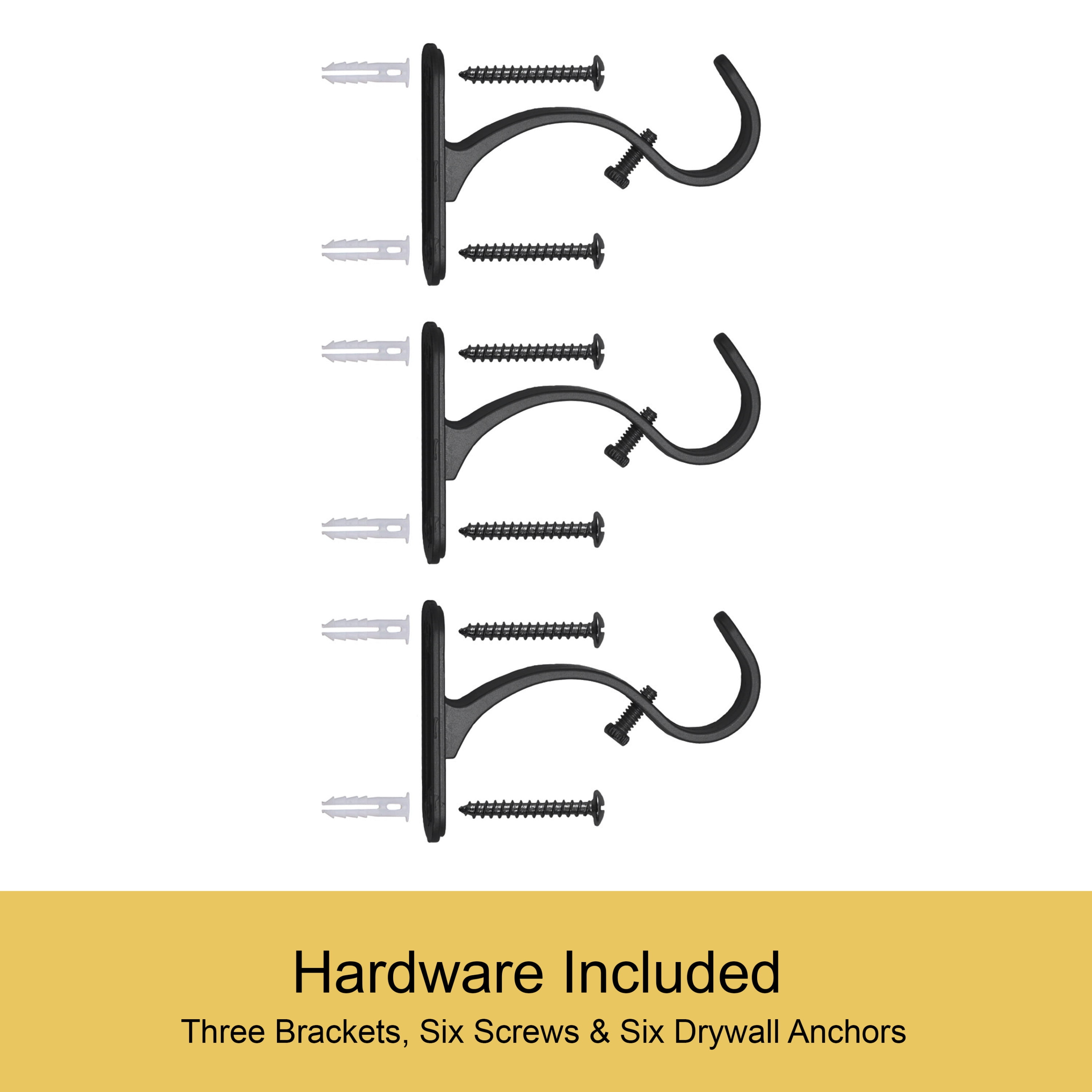 Kenney Weaver 1" Rust-Resistant Single Curtain Rod, 37-72", Black