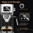 thumbnail image 3 of Espresso Machine,20 bar espresso machine with milk frother for latte,cappuccino, household espresso maker,1.1L Water Tank,Stainless Steel, 3 of 8