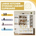 thumbnail image 3 of WARMMUSE Pantry Cabinet, 56'' Kitchen Pantry Storage Cabinet with 10 Drawers, 8 Door Shelves, 4 Pull-Out Trays, and Adjustable Shelves, Gray, 3 of 10