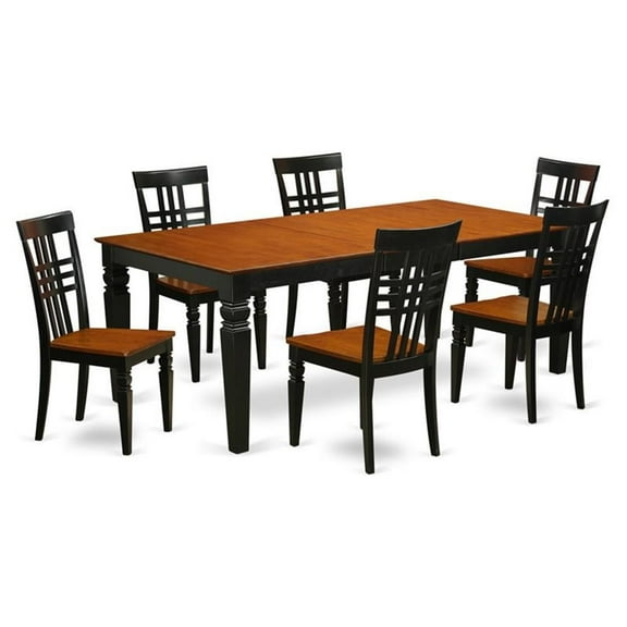 Atlin Designs 7-piece Wood Dining Table and Chairs in Black/Cherry