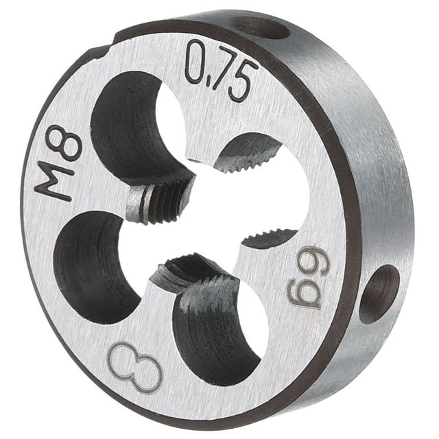Uxcell Moule à Enfiler Rond M8 x 0.75 Filetage Métrique Vis Droite Découpe Moules Fixes, Outil en Alliage Outil de Réparation de Taraudage en Acier