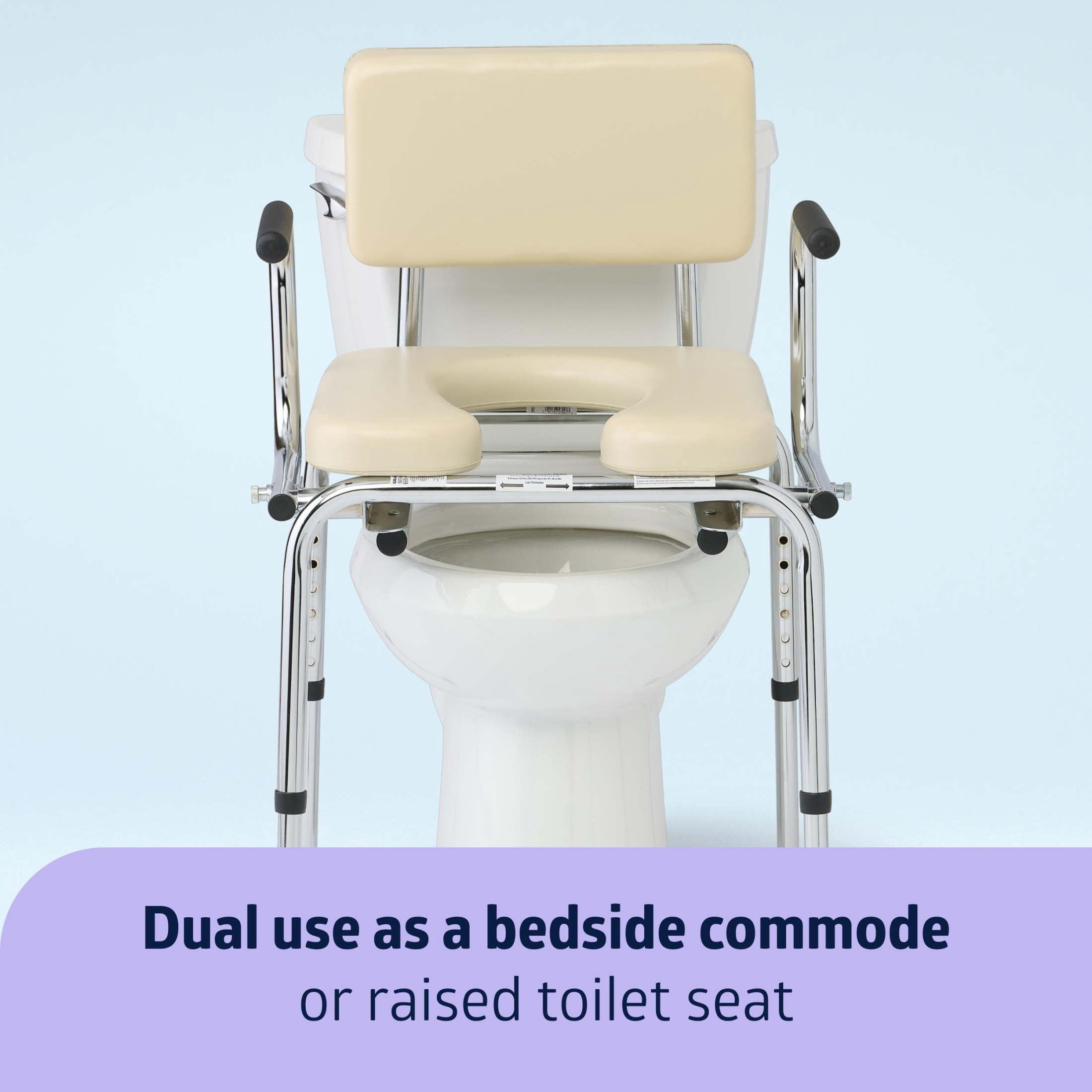 Medline Drop-Arm Padded Commode, 350 lb Weight Capacity