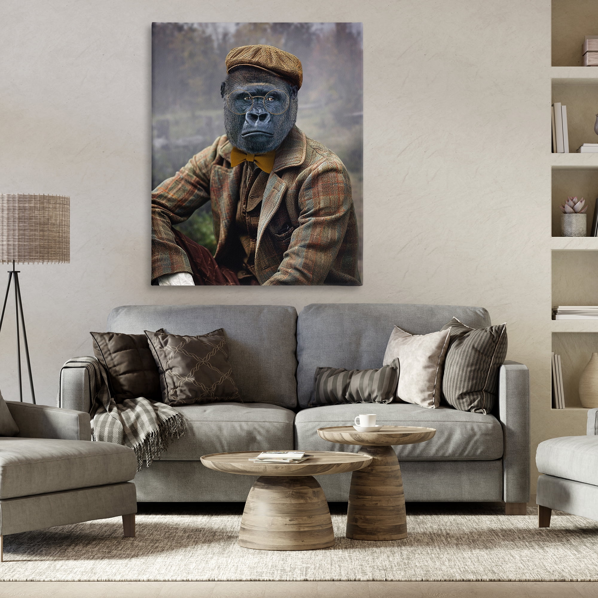 Stupell Industries Vintage Gorilla Portrait Animals & Insects Painting Gallery Wrapped Canvas Art Print Wall Art, 36 x 48