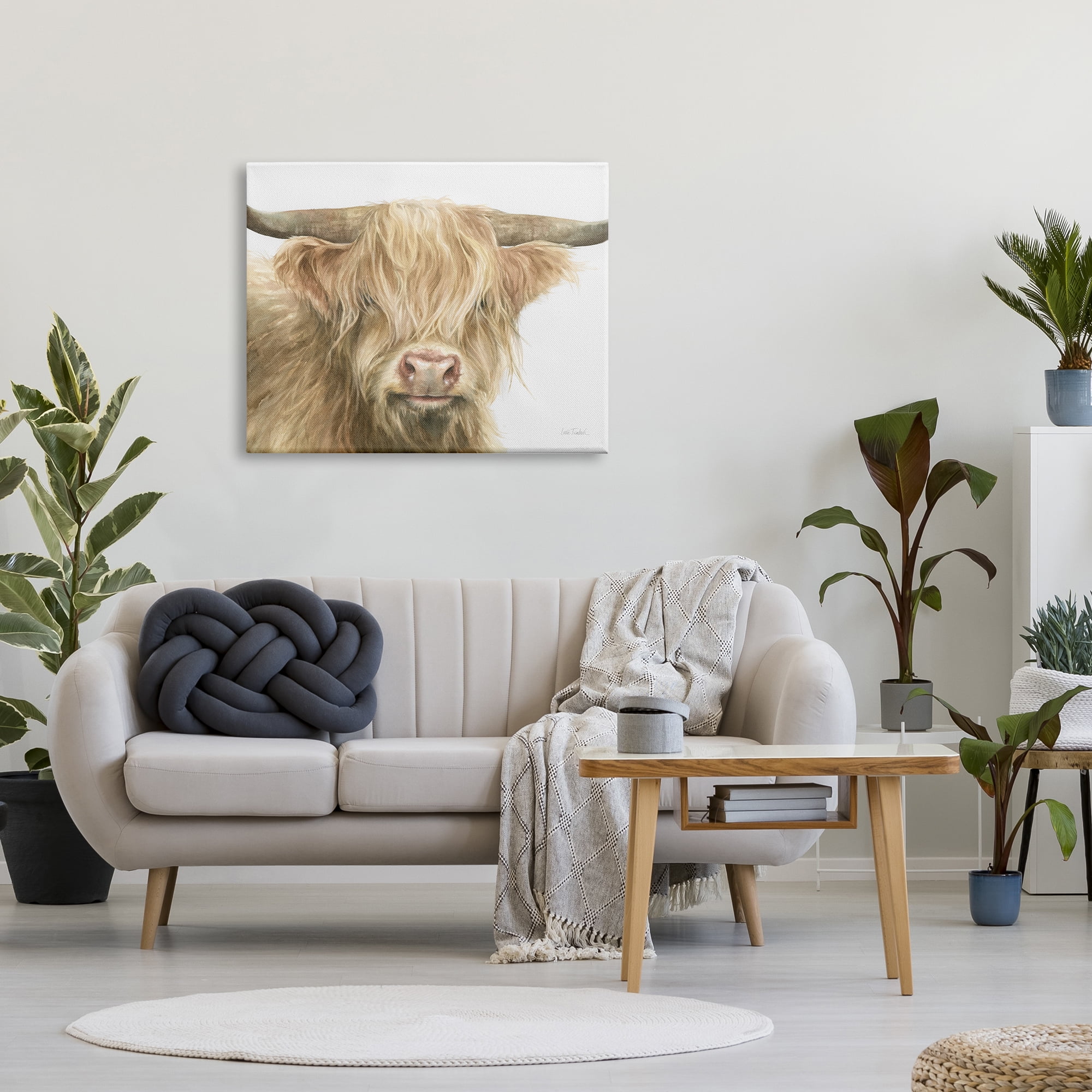 Stupell Industries Longhorn Cattle Painting Animals & Insects Painting Gallery Wrapped Canvas Art Print Wall Art, 40 x 30