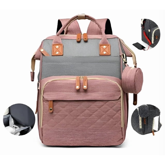 Pañalera Mochila Impermeable Pañaleras Para Bebe Modelo Rosa