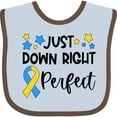 thumbnail image 3 of Inktastic Just Down Right Perfect Down Syndrome Awareness Ribbon Boys or Girls Baby Bib, 3 of 4