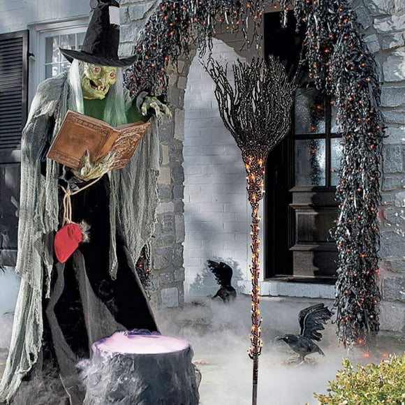 Pre-Lit Decorations Holiday Flag Broomsticks Lights Halloween Home Decor