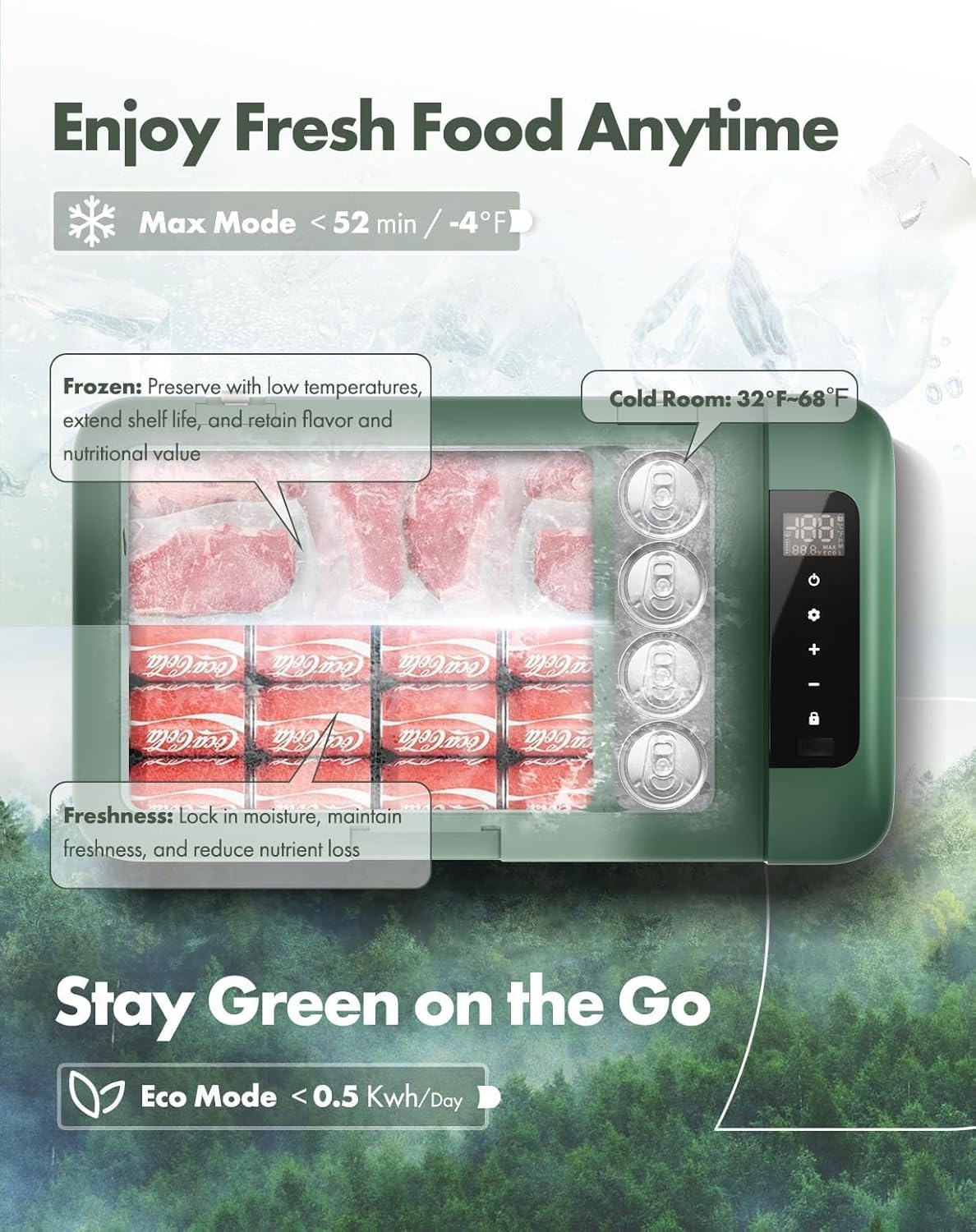 A-Premium 12 Volt Refrigerator 37QT/34.9L Portable Car Fridge Cooler, -4°F~68°F Portable Freezer Fast Cooling with 12/24V DC & 110/240V AC for Truck Outdoor Camping RV Roadtrips and Home Party Use