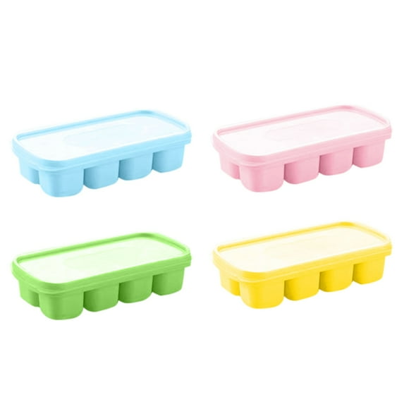 Ice Barrel Freezer Pods with Lids Silicone Trays 4 Pack Easy Release Silicone & Flexible 8 Trays With Lid For Freezer Stackable Ice Trays With Covers