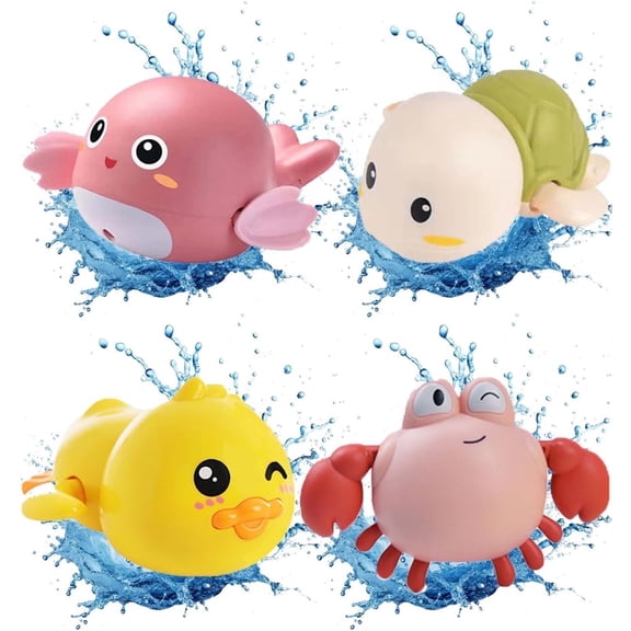 VANNYVANYA 4 Pack Bath Toys , With Wind-Up Swimming Water Pool Tub  Floating Toys for Kids
