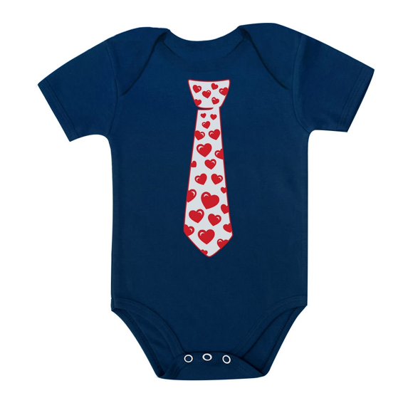 Tstars Boys Unisex Valentine's Day Love Red Hearts Tie Love Gift for Valentine's Day best and Cute Gift Idea for Boy Infant Baby Bodysuit