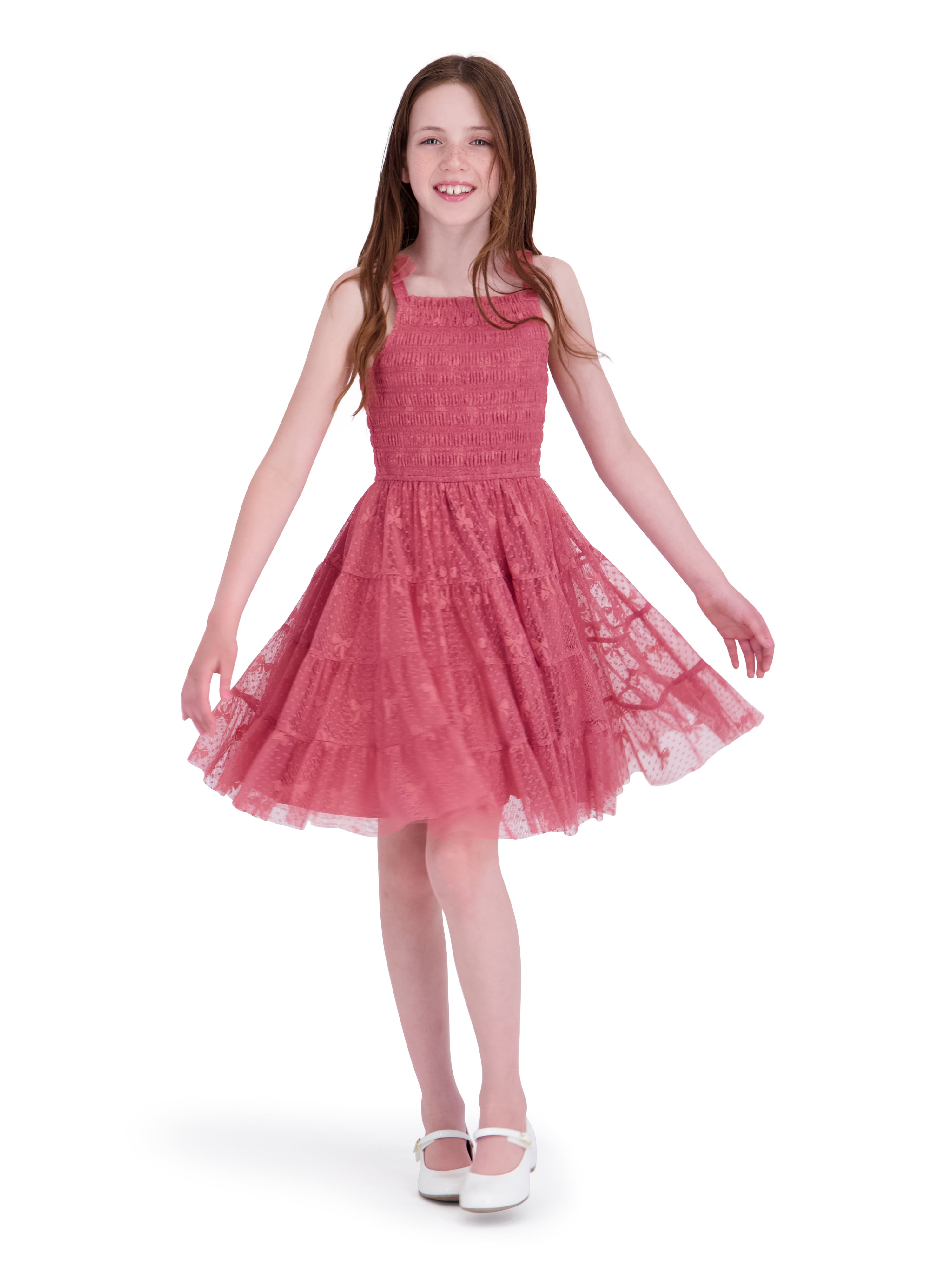 Kensie Girl Sleeveless Jacquard Bow Mesh Dress, Sizes 4-16