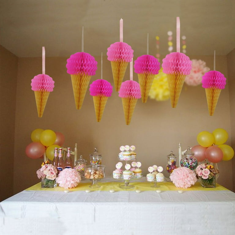 Pink Hanging Honeycomb Ice Cream Decorations Pack Of 8 Summer Party Tissue Paper Are Great For Parties And Events Com