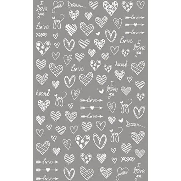 Valentine nail art stickers White Love Hearts with Arrows Full sheet of nail art decals for nail art, great for Valentines Day Nail Art, Heart, I Love You