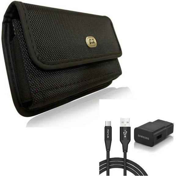 For Galaxy A54 /A53 /A33 - Case Belt Clip w Fast Home Charger, Rugged Holster Canvas, Type-C 6ft USB Cable Quick for Samsung Galaxy A54 /A53 /A33 5G