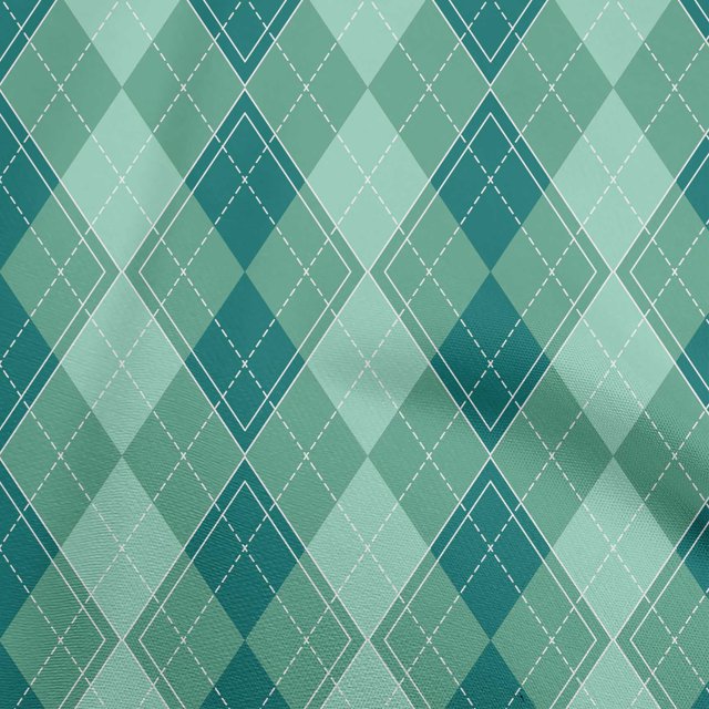 oneOone Cotton Poplin Sea Green Fabric Check Sewing Material Print Fabric By The Yard 42 Inch Wide