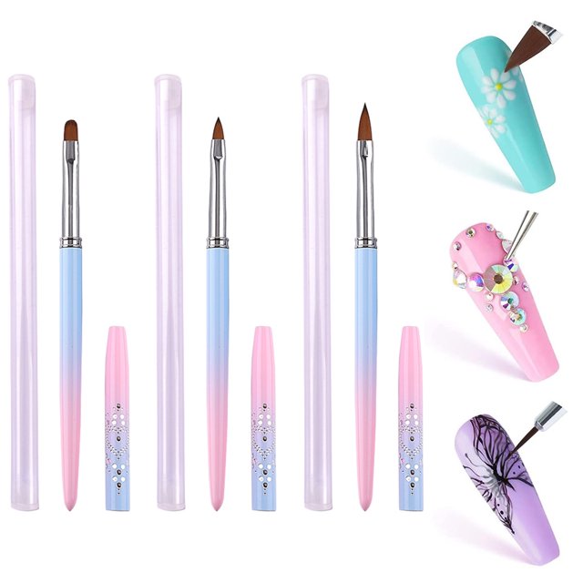 3 pinceles de limpieza de uñas, pinceles de pintura para uñas, herramientas de pintura para diseño de uñas y limpieza de errores de esmalte