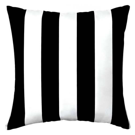 XIBUFE 16x16 Inch Outdoor Pillow, Black and White Cabana Stripe