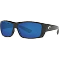 thumbnail image 2 of Costa Del Mar Men's Cat Cay Rectangular Polarized Sunglasses, Matte Black Frame, 61mm Gray Blue Mirrored 580P Lens, 2 of 5