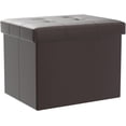 thumbnail image 2 of 2PC Storage Ottoman Folding Foot Stool with Thicker Foam Padded  Small Leather  for Living Room Foldable Coffee Table 17x13x13in Brown, 2 of 6