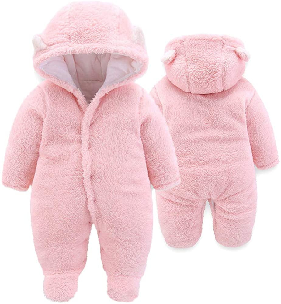 Bestgift Baby Cartoon Bear Snowsuit Winter Coats Cute Newborn Infant Jumpsuit 