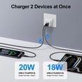 thumbnail image 4 of 20W PD & QC Dual-Port Fast Wall Charger Block, Type C Charger Block with 10FT USB-C to C & USB-A to C Cables, Power Adapter Compatible with iPhone 17/16/15 Pro Max iPad Pro Galaxy S26 Android,Black, 4 of 7