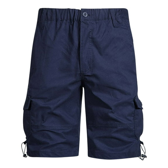VEKDONE Big and Tall Cargo Shorts for Men Zippper Button Straight Leg Shorts Multi Pockets Solid Color Cargo Shorts Summer Cotton Work Short Pants Navy XXXXXL