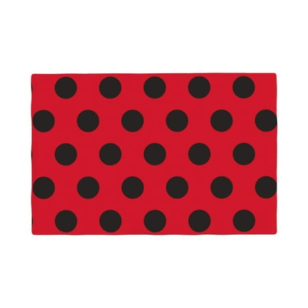 

Table Placemats Set of 4 - Ladybug black dotted spots red 12x18 In Faux Linen Double Heat Resistant Place Mats Cloth Indoor/Outdoor Placemats Washable Table Mats for Dining Kitchen Party