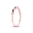 thumbnail image 3 of 10kt Rose Gold Womens Round Blue Sapphire Diamond Stackable Band Ring 1/10 Cttw, 3 of 4