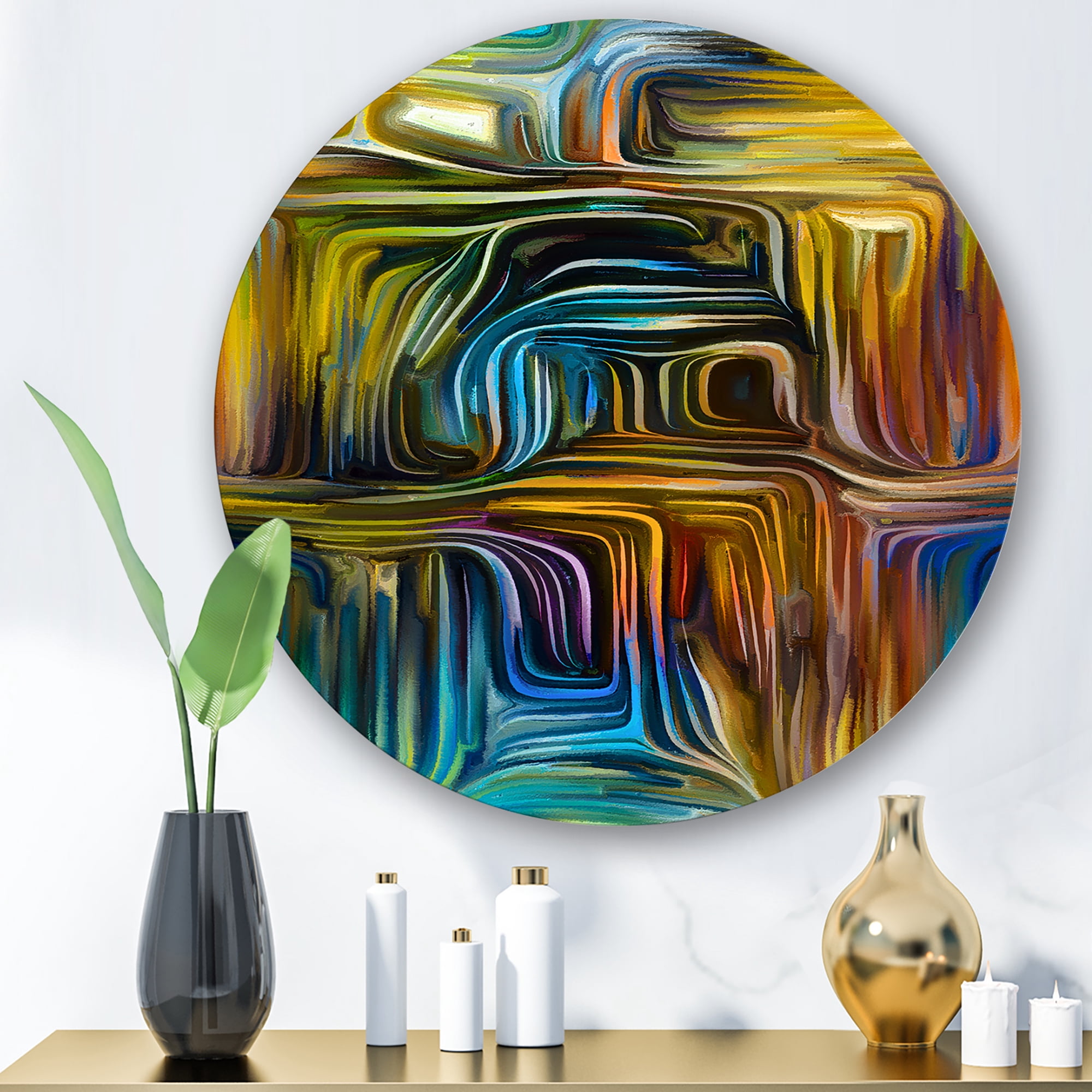 Designart 'Colour Spiral Fusion IV' Modern Circle Metal Wall Art 23x23 - Disc of 23