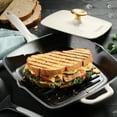 thumbnail image 3 of Tramontina Bestow 11-Inch Enameled Cast Iron Grill Pan with Lid, Latte with Gold Knob, Oven-Safe, 3 of 7