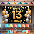 thumbnail image 3 of Decorative Banner Happy 13th Birthday Balloon Theme Polyester Material Celebrate for Birthday Party Teen Celebration Event, 3 of 7