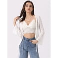 thumbnail image 4 of Unique Bargains Women's Tie Front Bell Long Sleeve Bolero Cardigan Shrug  XS White, 4 of 6